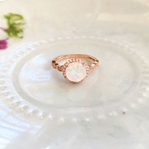 Waterproof Rose gold coated fire opal ring